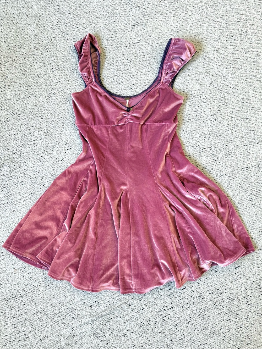 Free People Velvet Fit-and-Flare Dress in Dusty Rose Size XS/S